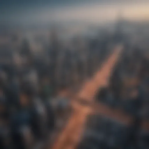 Aerial view of Dubai's financial district showcasing skyscrapers.