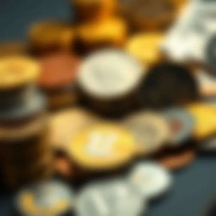 An array of unique coins displayed artistically