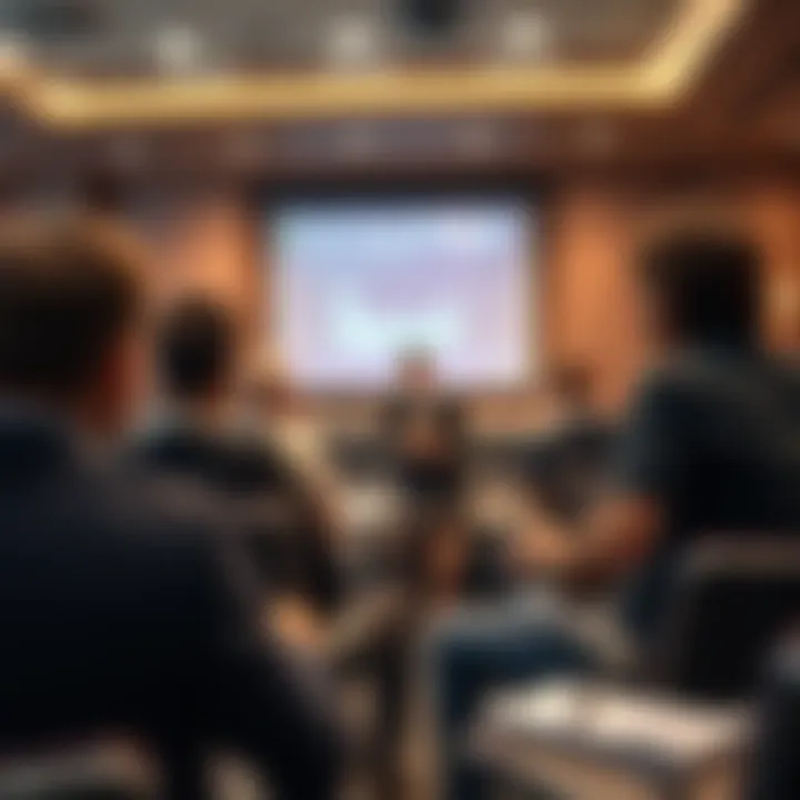 Professional Seminar on Financial Strategies A professional discussing financial strategies in a seminar