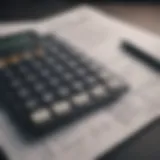 A calculator with tax forms