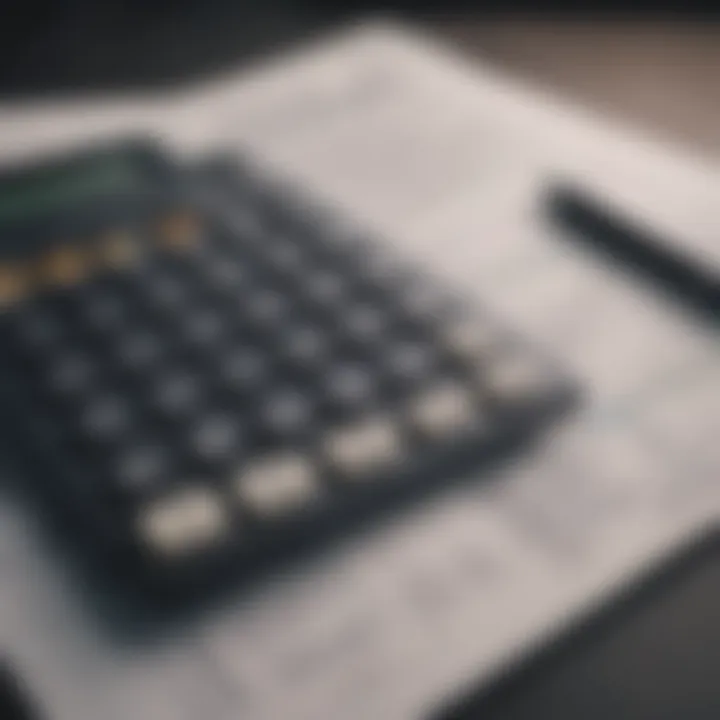 A calculator with tax forms