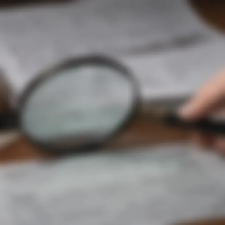 Magnifying glass over tax documents