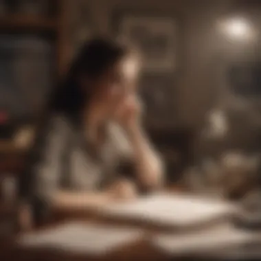 Reflecting on Personal Values A person contemplating at a desk surrounded by inspirational quotes and artifacts