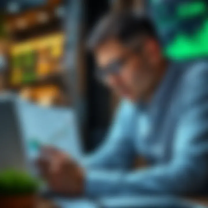 An investor analyzing financial growth charts related to small business investments