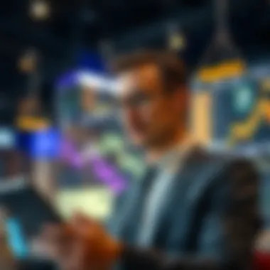 Business professional analyzing market trends