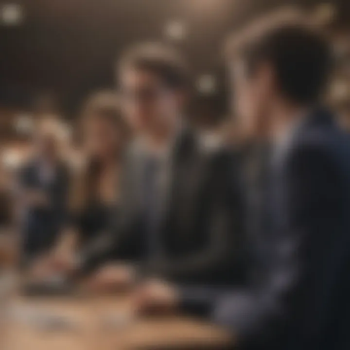 Students networking at a conference