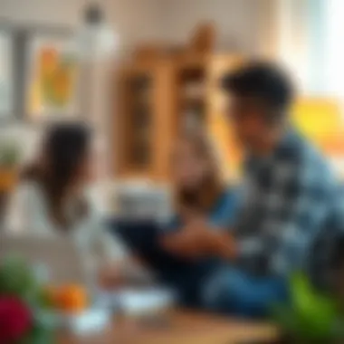 Illustration of a family discussing education savings