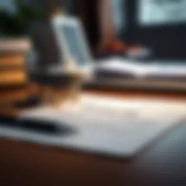 Close-up of an application form on a desk