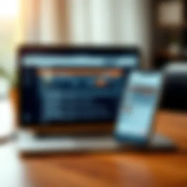 A laptop and smartphone showcasing online banking options