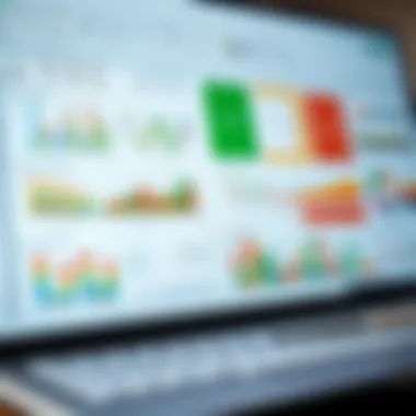 A dynamic Excel spreadsheet filled with colorful charts and data analysis