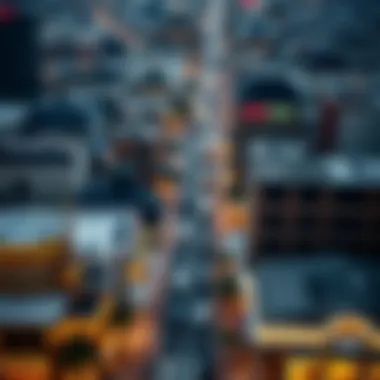 Aerial View of a Bustling Commercial District Aerial view of a bustling commercial district