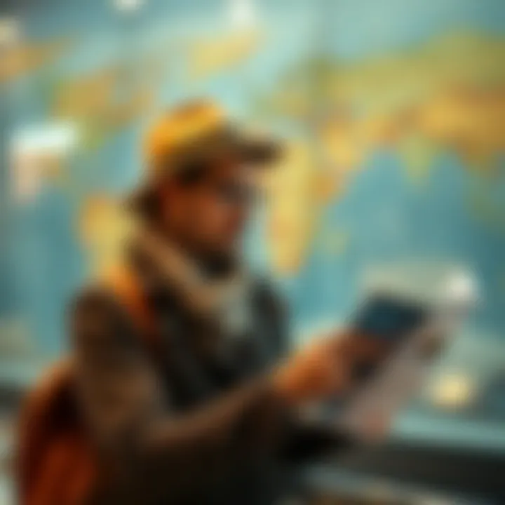 Person planning a travel itinerary with credit card benefits