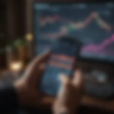 Investor analyzing data on iPhone