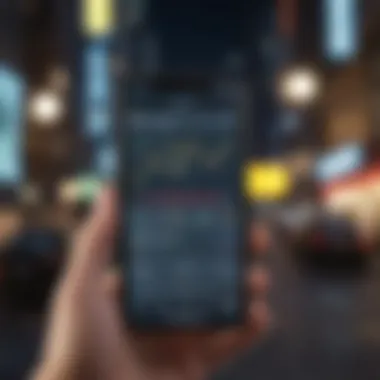 Engaging with Stock Trading Apps User engaging with stock trading app on iPhone