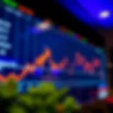 Graph showing fluctuating stock prices over time