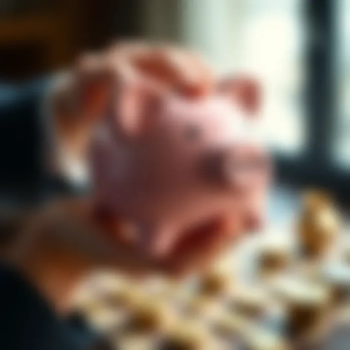 A close-up of a hand holding a piggy bank, representing savings.