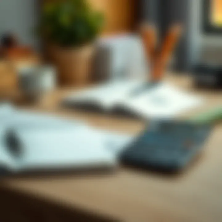 A serene workspace featuring a notebook and calculator symbolizing budgeting.