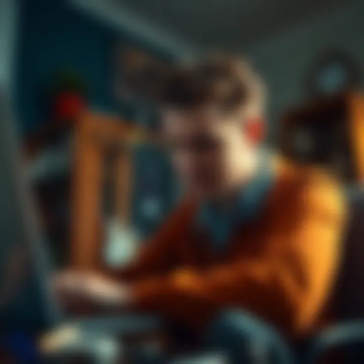 A person engaged in skill development through online learning