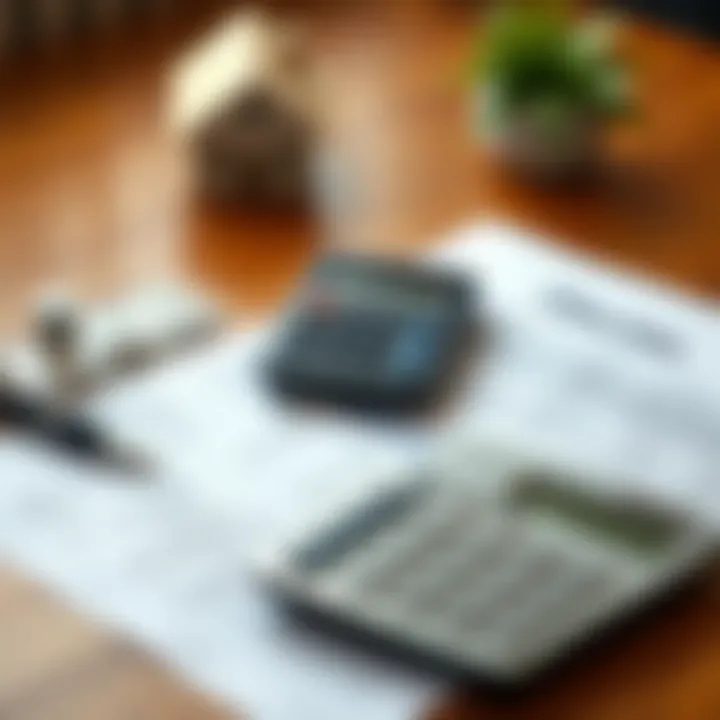 Calculator and paperwork for home sale