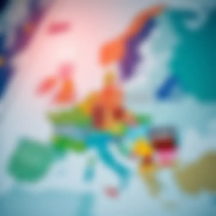 Map showcasing European countries with their pre-euro currencies