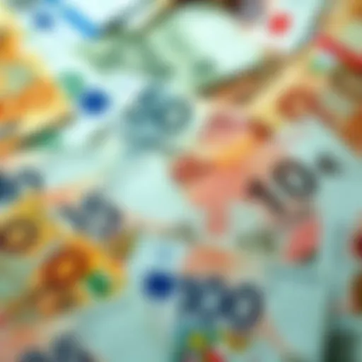 Historical banknotes from various European countries