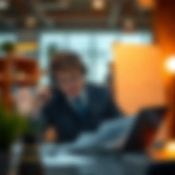 Agent reviewing industry trends and statistics