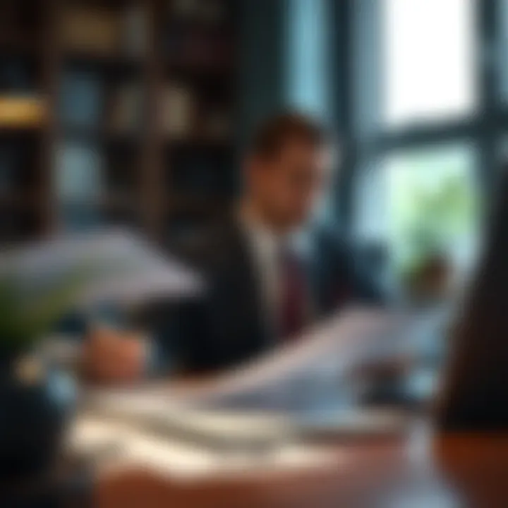 An escrow agent reviewing documents