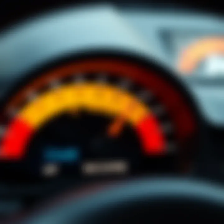 Illustration of a credit score gauge indicating various levels of creditworthiness