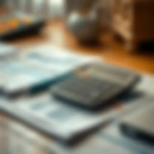 A detailed view of financial documents and a calculator on a desk