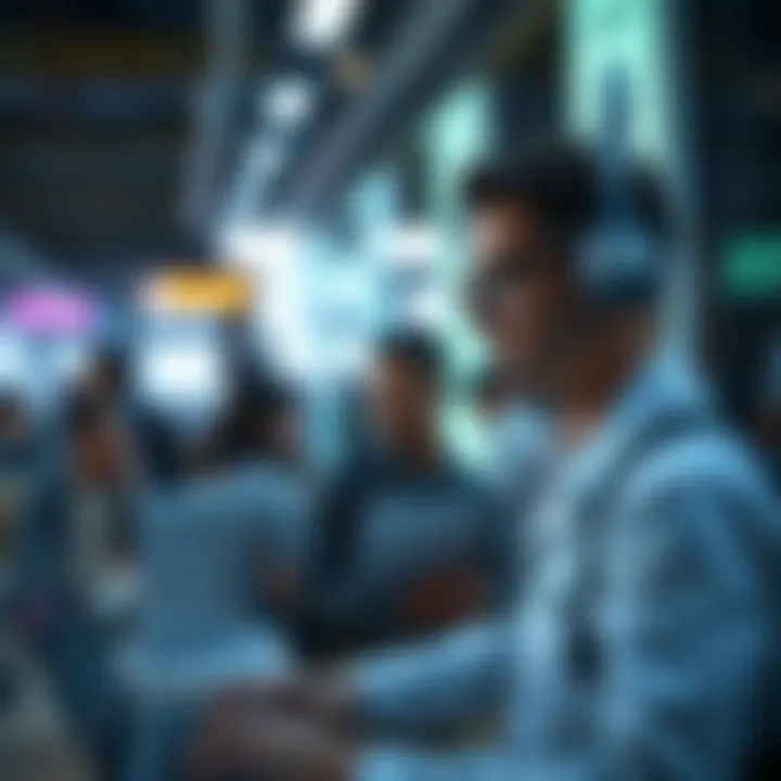 A futuristic depiction of trends and changes shaping the future of full-time employment.