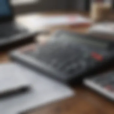 Calculator and financial reports on a desk