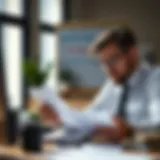 Mortgage loan underwriter examining documents