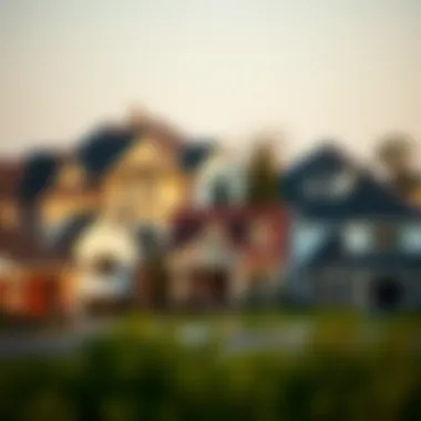 Diverse Home Styles in a Tranquil Setting A serene neighborhood showcasing varied home styles