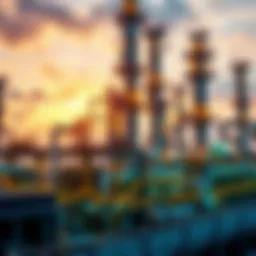 Oil refinery infrastructure highlighting production processes